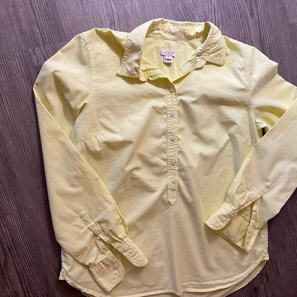 J. Crew Cotton Size M Lemon Yellow Button-Front Tunic - Picture 8 of 8
